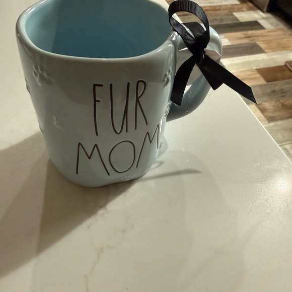 Rae Dunn Fur Mom Light Blue Mug with 3D Paw Prints 🐾 Pattern - Picture 9 of 11